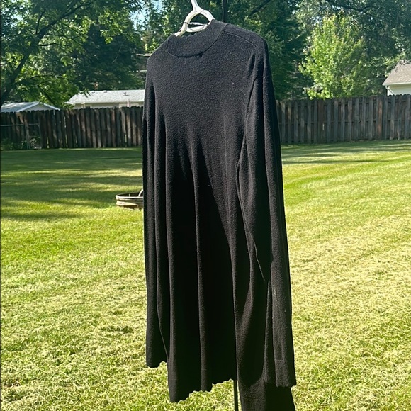 Elegant Black Scalloped Open Front Cardigan Long Sleeve Women's Plus Size 2XL - Picture 8 of 8